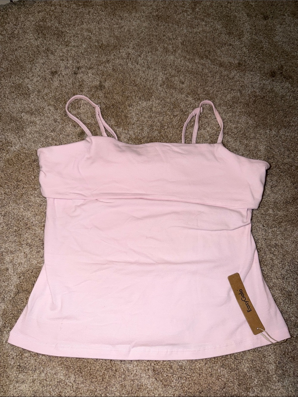 Light Pink Fold-Over Cami Tank Top - Women